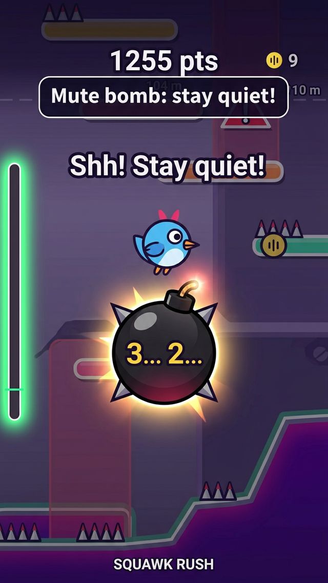 A mute bomb counting down while the bird stays quiet